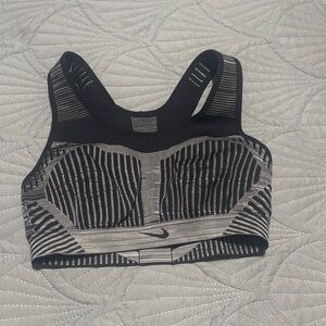 Nike Women's Striped Black and Gray Sports Bra